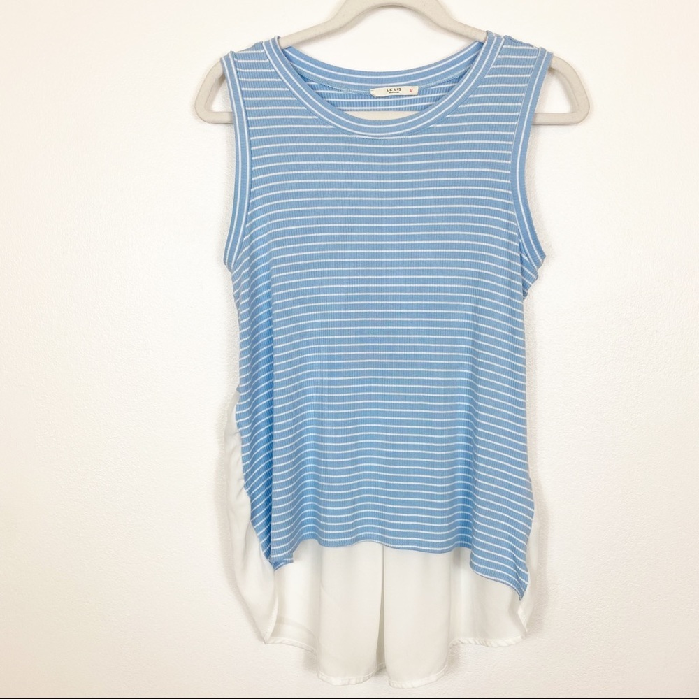Le Lis Blue & White Striped Tank Top Size Medium